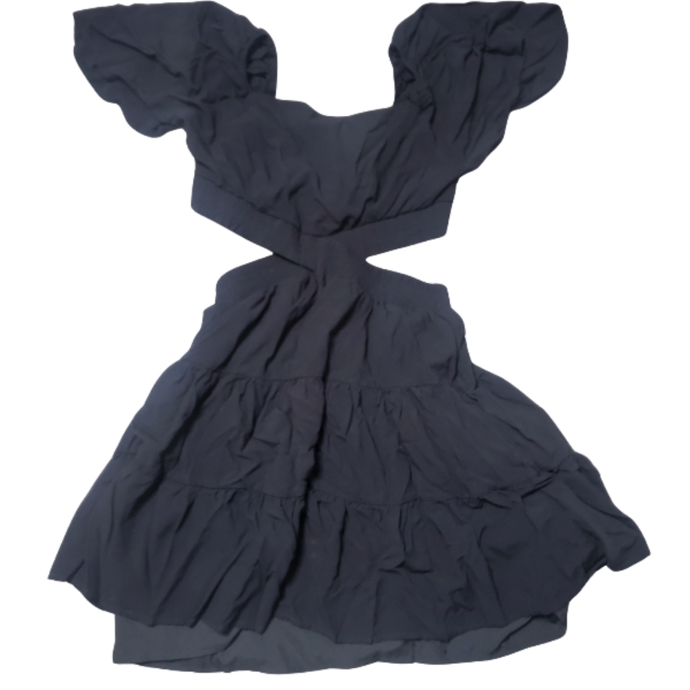 Cut-out Dress Black Flowy Feminine Mini Length Medium Illusory